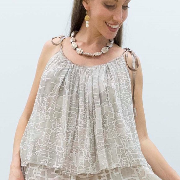 Beach Cover up BEIGE CHAMBRAY style - Picture 4 of 4